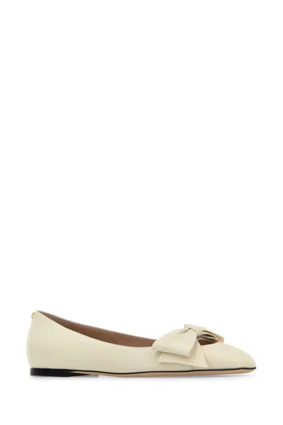 Valentino Leather Ballerinas Featuring Bow Detail In Neutral