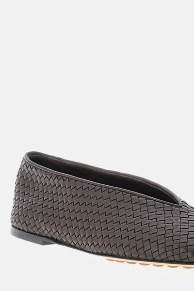 Bottega Veneta Fondant Intrecciato Lambskin Rosa Ballet Flats In Brown