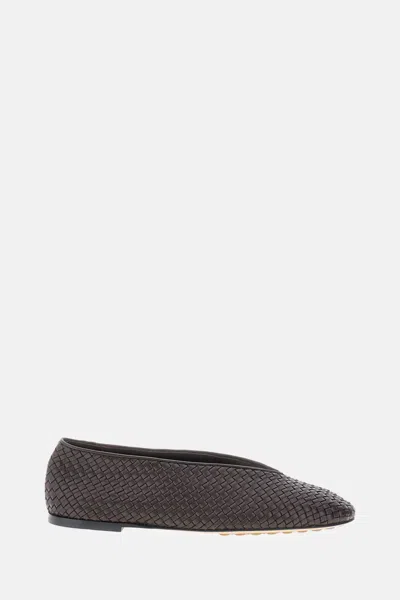 Bottega Veneta Fondant Intrecciato Lambskin Rosa Ballet Flats In Brown