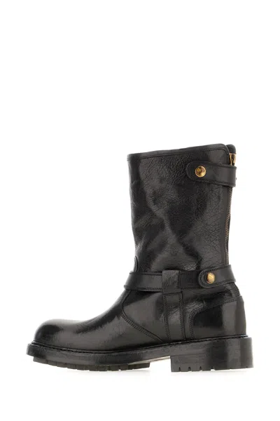 Dolce & Gabbana Horseride Leather Boots In Black