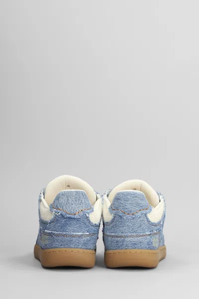Ganni 08 Denim Raw Edge Sneakers In Blue Cotton In Blue