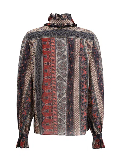Valentino Garavani Printed Cotton Blend Blouse