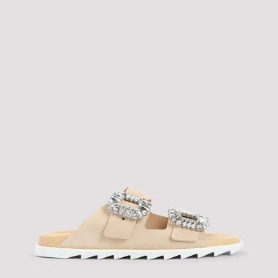 Roger Vivier Embellished Suede Sandals With Rubber Sole