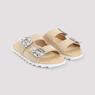 Roger Vivier Embellished Suede Sandals With Rubber Sole