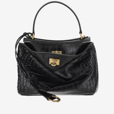 Balenciaga Black Leather Mini Rodeo Handbag