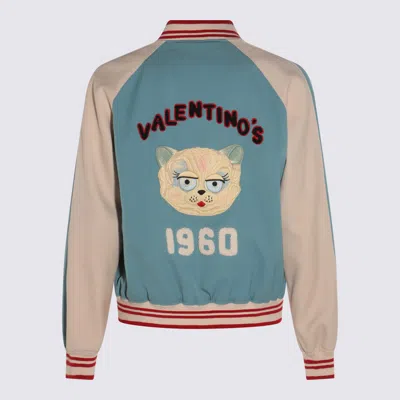 Valentino Le Chat De La Maison Wool Bomber Jacket In Blue