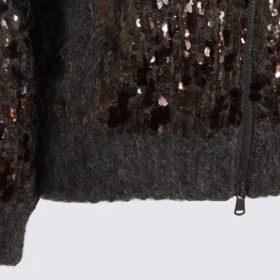 Brunello Cucinelli Embellished Crewneck Knitwear With Ribbed Accents In Black