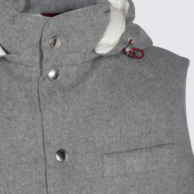 Brunello Cucinelli Grey Cotton Down Jacket In Gray