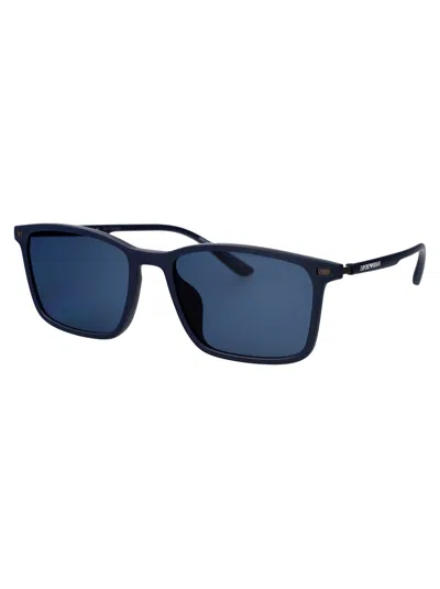 Emporio Armani Matte Blue Injected Sunglasses In Blue