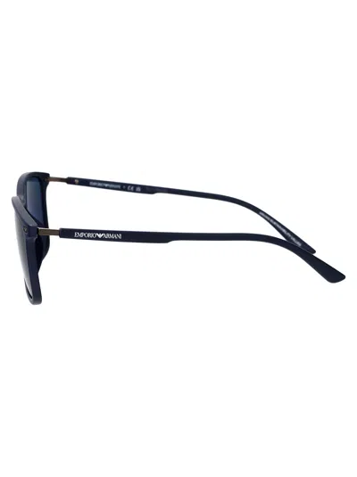 Emporio Armani Matte Blue Injected Sunglasses In Blue