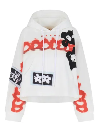 Marni Graphic-print Hoodie In White