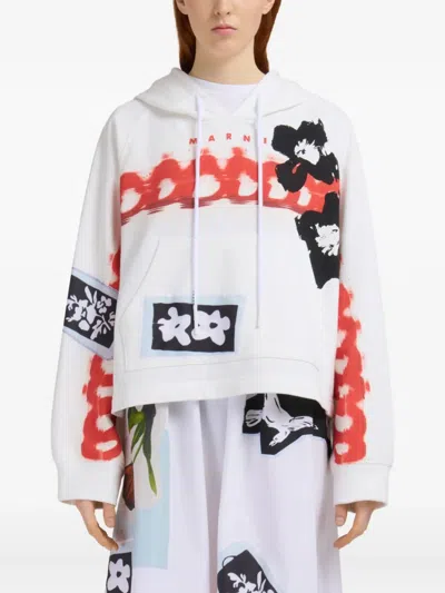 Marni Graphic-print Hoodie In White