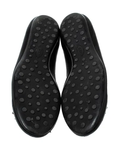 Pre-owned Tod's Vintage Stud-detail Leather Ballet Flats In Black