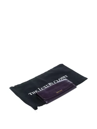 Pre-owned Miu Miu Patent-leather Flap Wallet In Purple