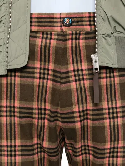 Moschino Cropped Plaid Trousers Belt Loops In Brown