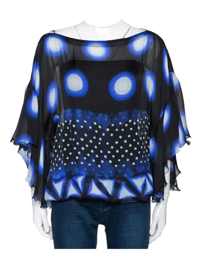 Pre-owned Roberto Cavalli Vintage Printed Ruffled Blouse