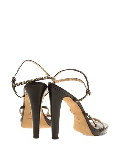 Pre-owned Sergio Rossi 125mm Stud-embellished Multi-straps Sandals In Brown