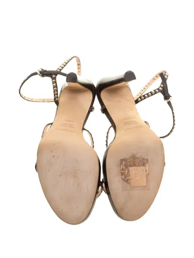 Pre-owned Sergio Rossi 125mm Stud-embellished Multi-straps Sandals In Brown