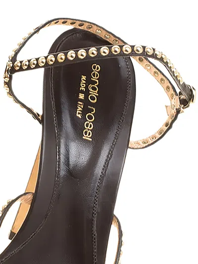Pre-owned Sergio Rossi 125mm Stud-embellished Multi-straps Sandals In Brown