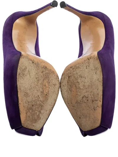 Pre-owned Gianvito Rossi 125mm Platform Peeptoe Pumps In Purple