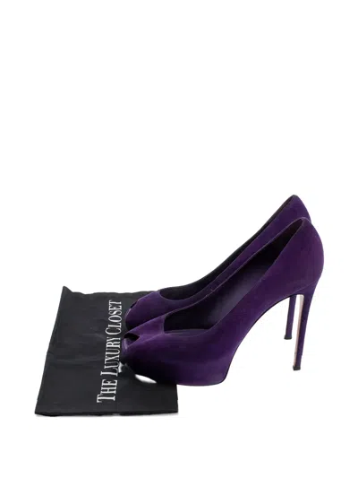 Pre-owned Gianvito Rossi 125mm Platform Peeptoe Pumps In Purple