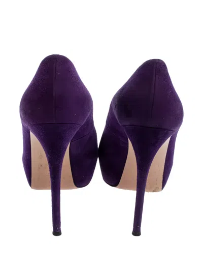 Pre-owned Gianvito Rossi 125mm Platform Peeptoe Pumps In Purple