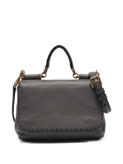 Pre-owned Dolce & Gabbana Leather Tote Bag In Gray