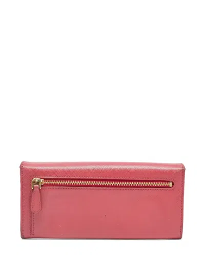 Pre-owned Prada 2024 Logo-lettering Wallet In Pink