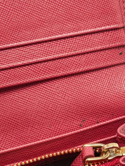 Pre-owned Prada 2024 Logo-lettering Wallet In Pink