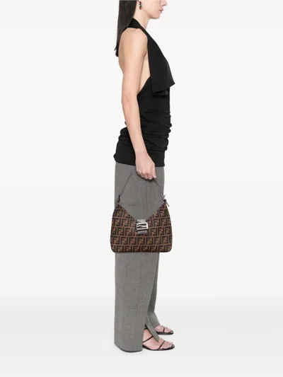 Pre-owned Fendi 20th Century Zucca Canvas Shoulder Bag In Brown