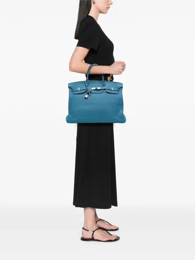 Pre-owned Hermes 2010 Togo Birkin Retourne 40 Handbag In Blue