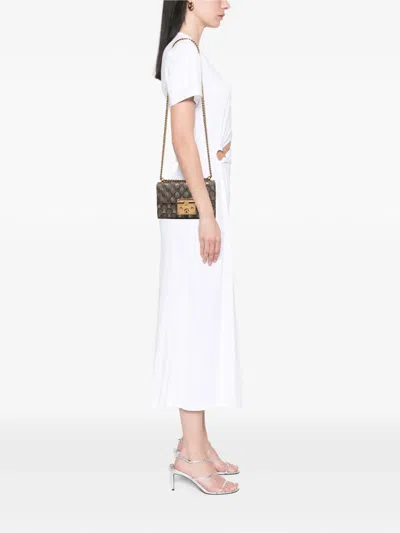 Pre-owned Gucci 2016-2025 Small Gg Supreme Bee Padlock Crossbody Bag In Brown