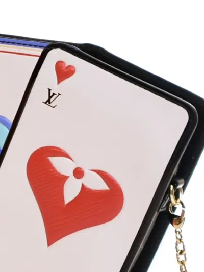 Pre-owned Louis Vuitton 2020 Monogram And Leather Game On Heart Pochette Cartes Crossbody Bag