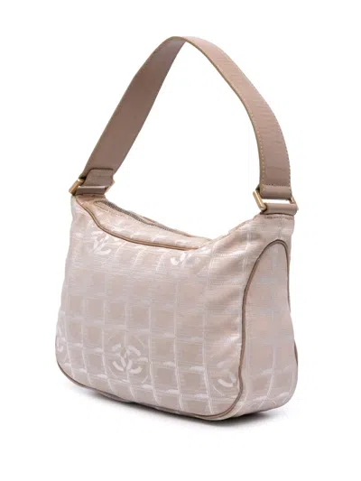 Pre-owned Chanel 2003-2004 New Travel Line Nylon Shoulder Bag In Brown