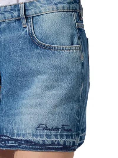 Elisabetta Franchi Embroidered-flowers Denim Mini Skirt