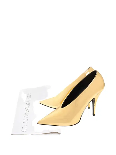 Pre-owned Stella Mccartney 115mm Faux-leather Pumps In Gold