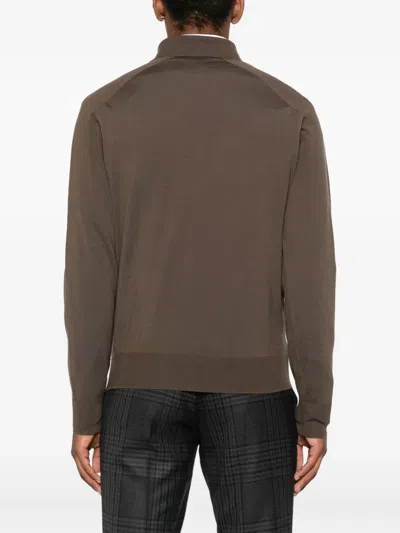 Tom Ford Wool-blend Polo Shirt In Brown