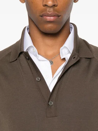 Tom Ford Wool-blend Polo Shirt In Brown