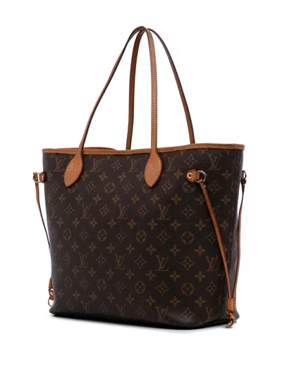 Pre-owned Louis Vuitton 2014 Monogram Neverfull Mm Tote Bag In Brown