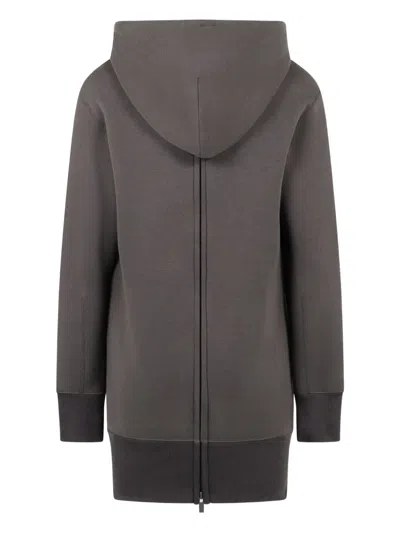 Sacai Ribbed-edge Hoodie In Gray