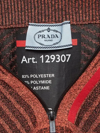 Pre-owned Prada Geometric-pattern Knitted Top In Orange