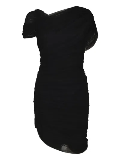 Chiara Boni La Petite Robe Draped Asymmetric Mini Dress In Black