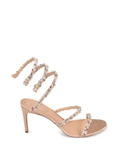 René Caovilla 105mm Pearl Crystal-embellished Sandals In Neutral