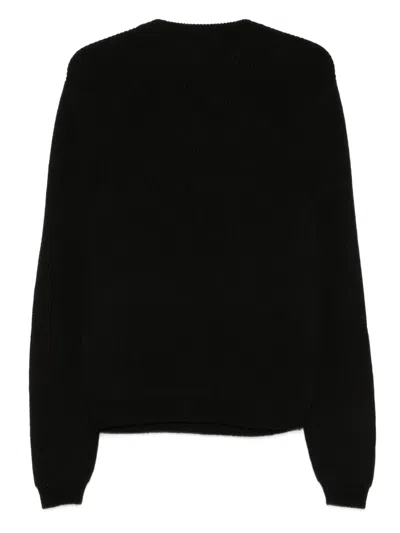 Moschino Soft Ribbed Crewneck Knitwear With Long Sleeves In Black