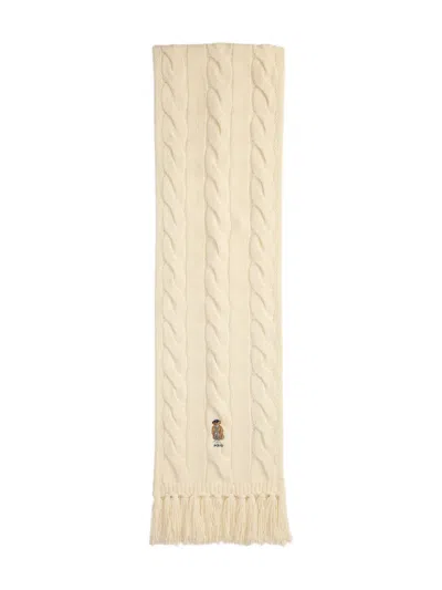 Polo Ralph Lauren Cable-knit Bear-embroidered Scarf