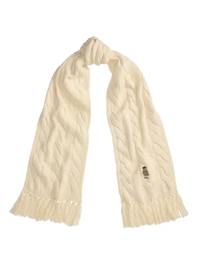 Polo Ralph Lauren Cable-knit Bear-embroidered Scarf