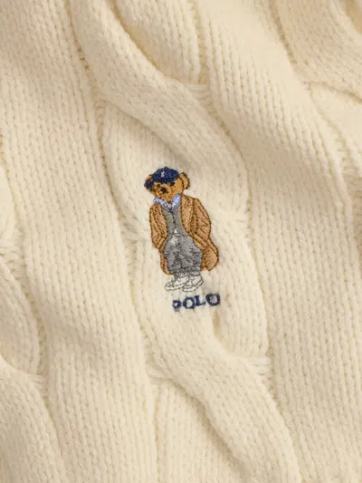 Polo Ralph Lauren Cable-knit Bear-embroidered Scarf