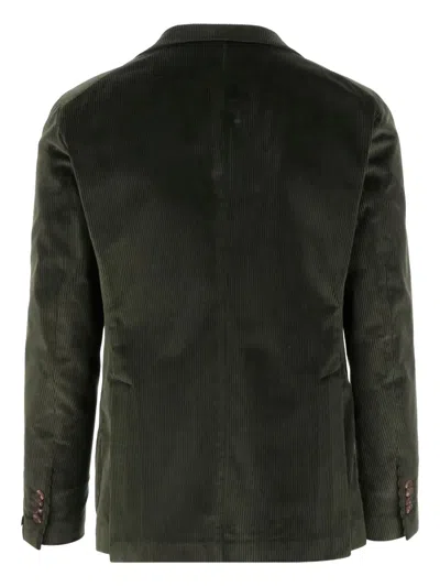 Tagliatore Stretch Cotton Velvet Single-breasted Jacket In Green