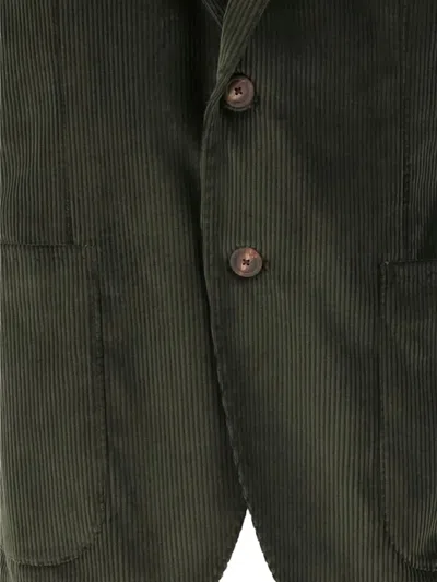 Tagliatore Stretch Cotton Velvet Single-breasted Jacket In Green