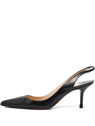 Pre-owned Christian Louboutin 85mm V Sling Leather Pumps